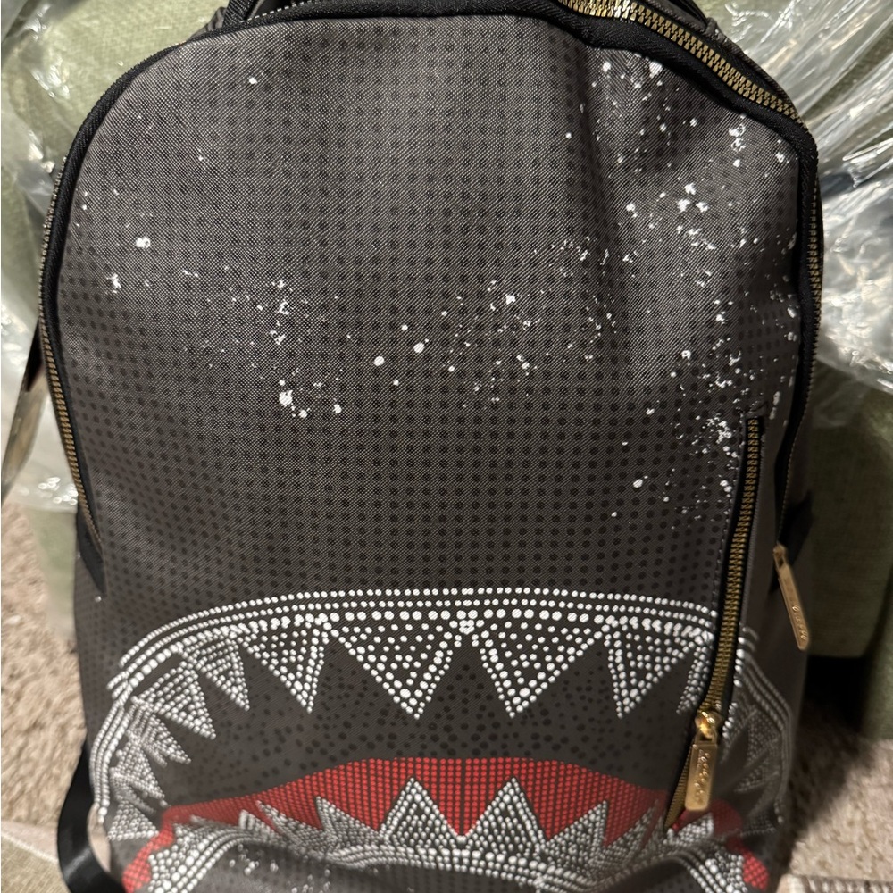 Sprayground Black and Red Shark Backpack